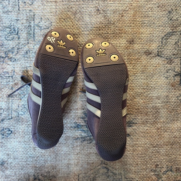 Adidas Okapi Purple Suede Shoes with White Stripes - Picture 11 of 14